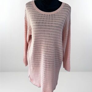 Talbots Pink Open knit Tunic sweater